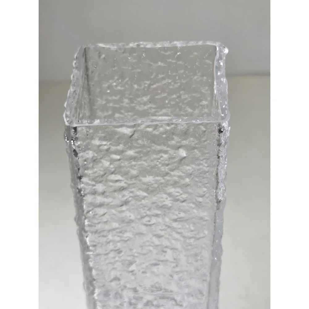 Vintage Iittala Finland Linearia Crinkle Square Vase 7.5